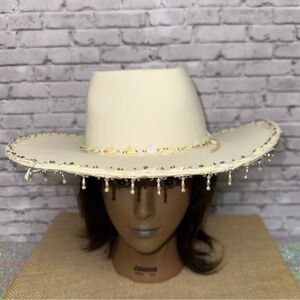 Circle A Brand Alexander Women's Beige Cowboy Hat with Beads Hanging From Brim